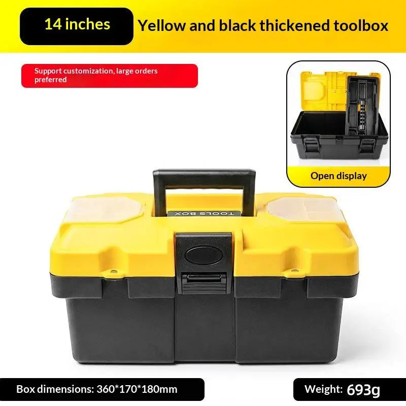 【S】Heavy Duty Thickened Plastic Tool Box With Clear Compartments And Secure Latch Perfect For Home Garage DIY Repair Work