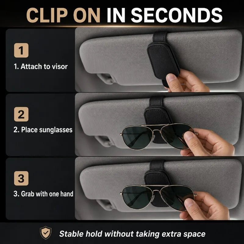 Auto Sun Visor Glasses Holder Magnetic PU Leather Clip Eyewear Card Receipt Organizer Car Interior Accessory