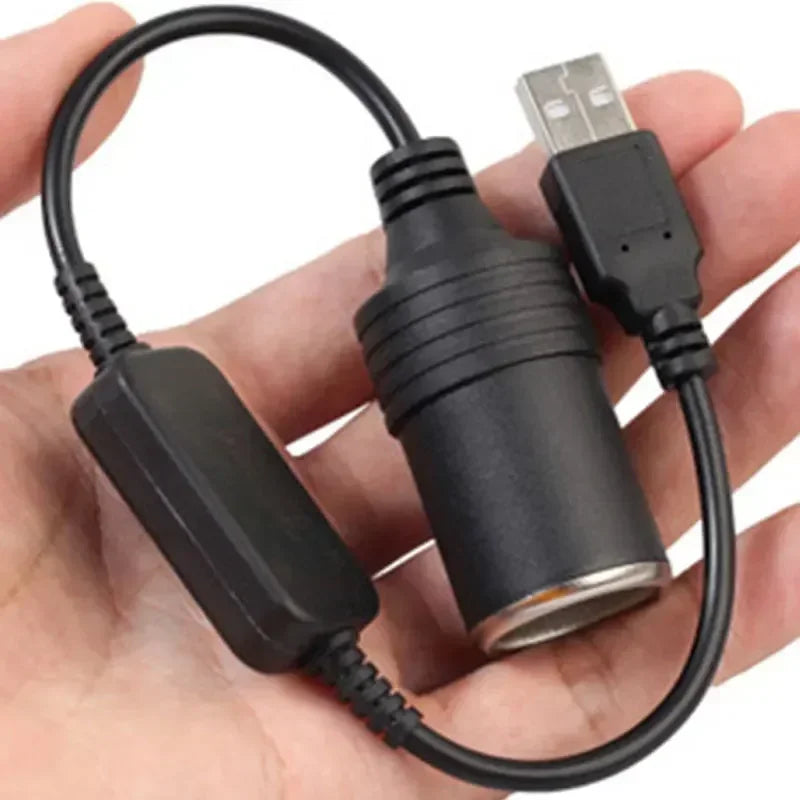 5V USB To 12V Car Cigarette Lighter Female Socket Adapter USB Male To Cigarette Lighter Female Converter Plug Auto Accessories