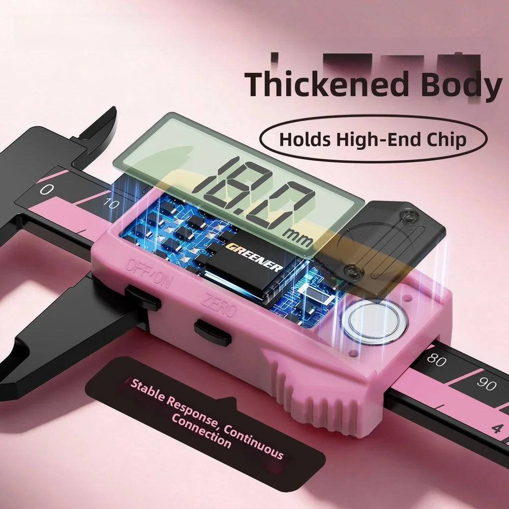 Digital Caliper 150mm Pink Nylon PA66 LCD Display For Jewelry Precision Measuring Tool Home Garden Workshop Equipment