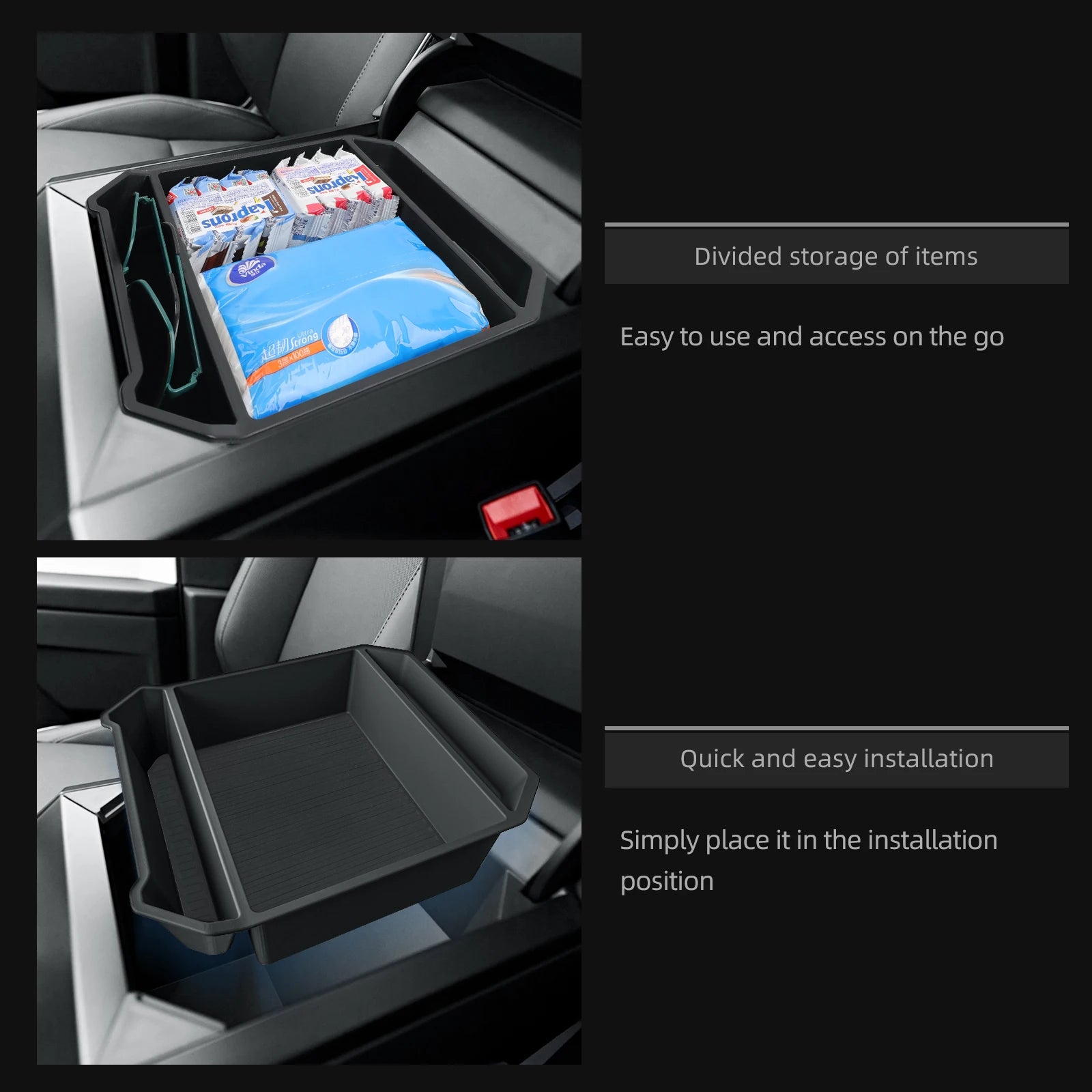 Smabee for Tesla Cybertruck 2024-2026 Car Center Armrest Storage Box Organizing Tidying Tray Auto Pickup Interior Accessories