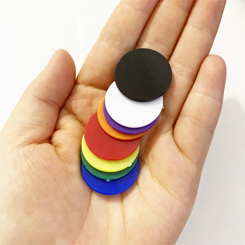 50Pcs 25MM 30MM Chips Plastic Marker Candy Color Coins Game Accessories Fun Family Club Board Games Teach Tools