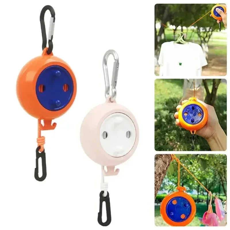 Household Retractable Clothesline Portable 10m Outdoor Camping Clothesline Adjustable Laundry Drying Rope For Travel Hotel