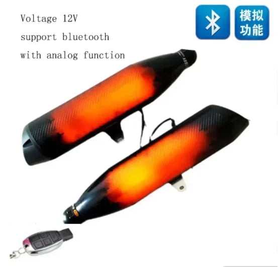 1pair Exhaust Pipe Motorcycle Electric Car Audio Bluetooth Subwoofer Plated Speaker