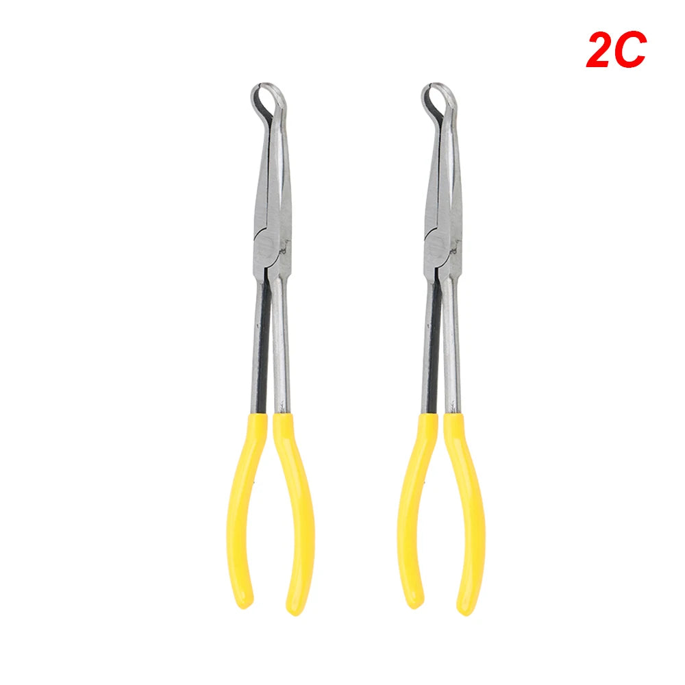 DIY Extra Long Nose Pliers Straight Bent Tip Mechanic Equipment Hand Removal Tools Spanner Clips Auto Care Kit Car Accessories