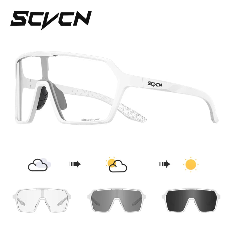 SCVCN Photochromic Hiking Cycling Glasses Outdoor Running Sunglasses Stylish Hiking Driving Glasses Casual Sports Sunglasses