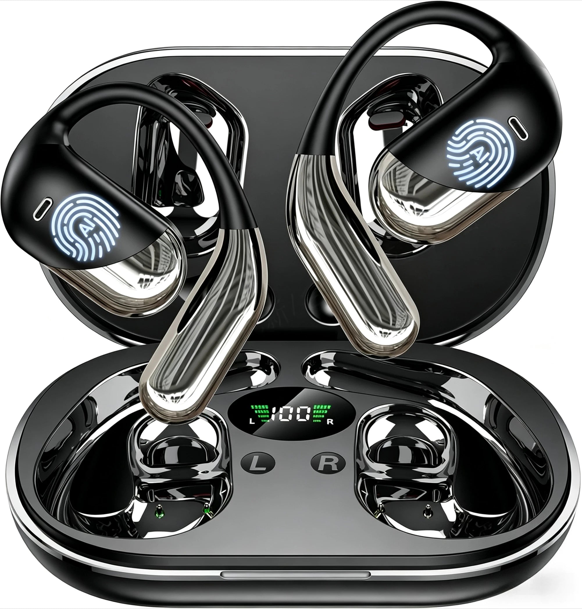 Q16H3 Bluetooth V6.1 AI Translation Earphones OWS Sport Headphone Comfortable Ultra-light Earhook Wireless Headphone with Mic