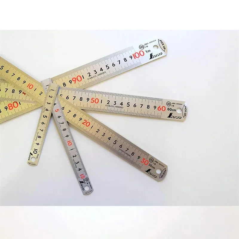 SHINWA Penguin Stainless Steel Ruler 1Pc (10/15/30cm) - JIS Industrial Grade, High Precision Etched Scale, Anti-Warp Head