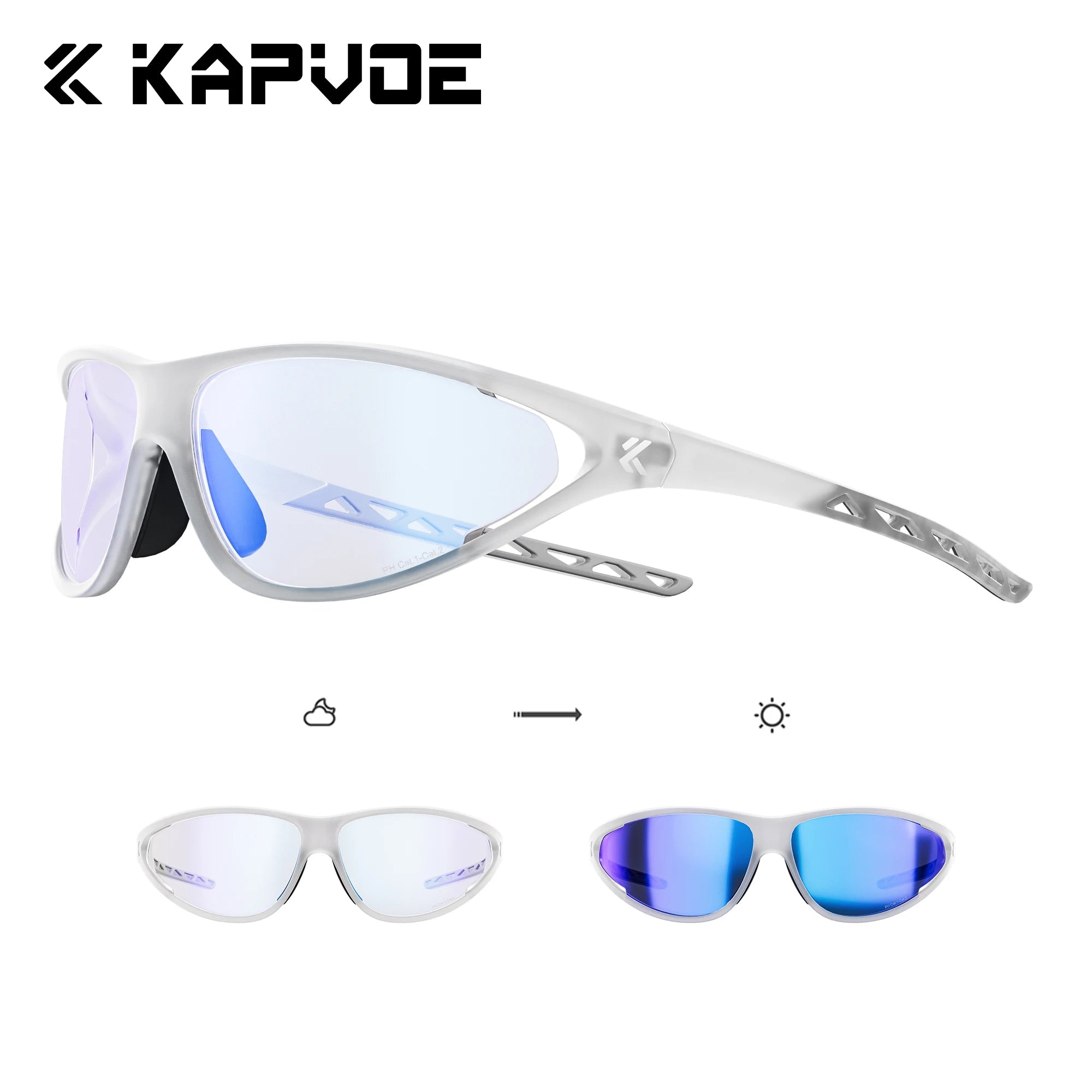 Kapvoe New Fashion Cycling Sunglasses Men Photochromic Glasses Mountain Running Hiking Eyewear Sports UV400 Climbing Goggles