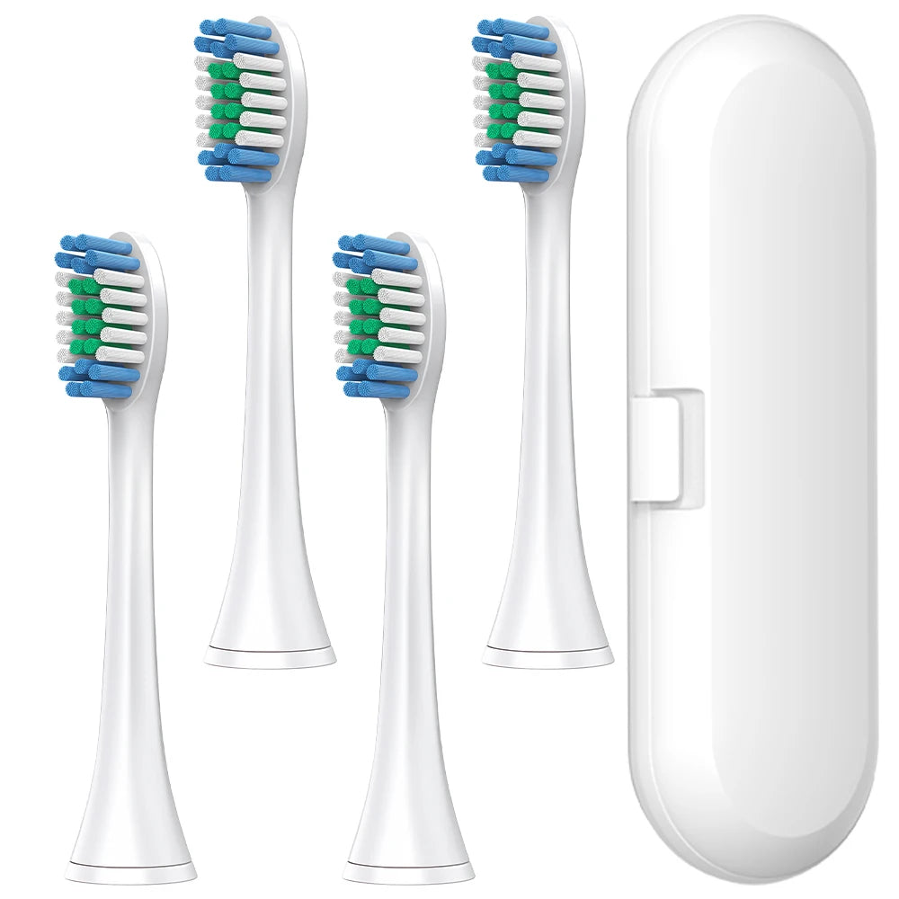 Toothbrush Travel Container & 4 Pack Professional Replacement Brush Heads Compatible with Philips Sonicare Electric Toothbrushes