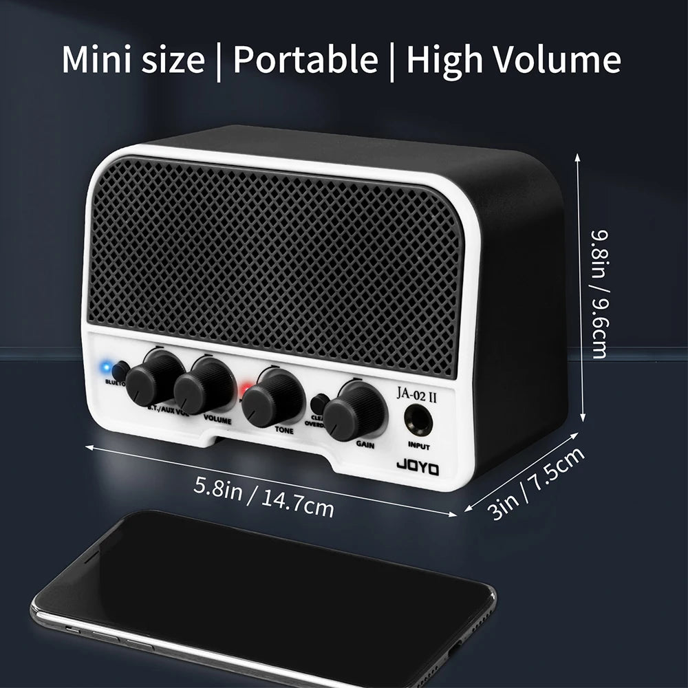 JOYO JA-02 II Electric Guitar Amplifier Portable 5W Rechargeable Bluetooth Headphone Guitar Amp with Clean & Overdrive Channel