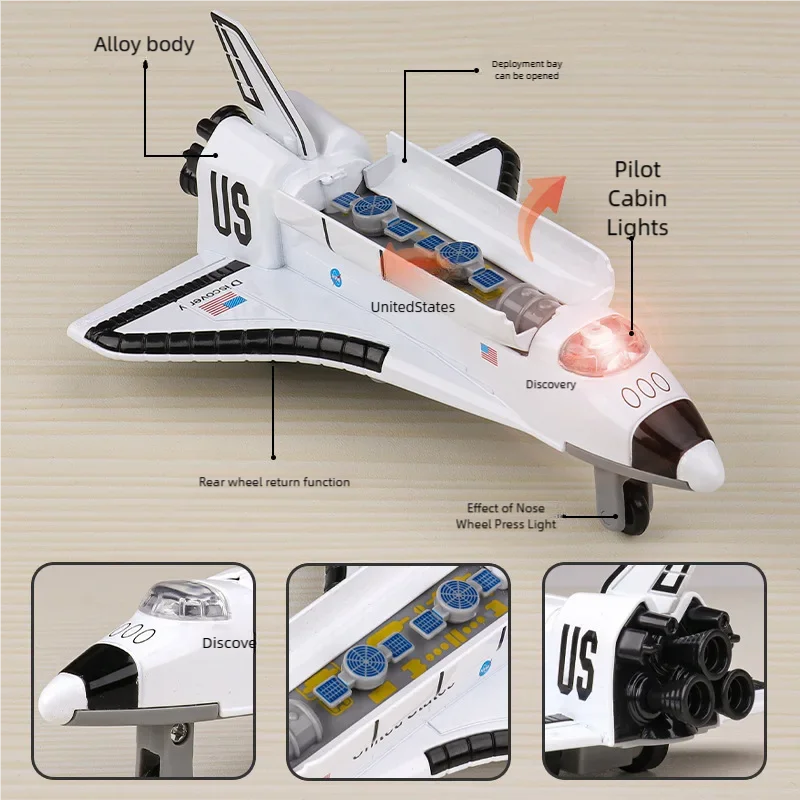 Mini Space Shuttle Alloy Diecast Airplane Model Simulation Aviation Model Space Shuttle Light And Sound Birthday Gift Collection