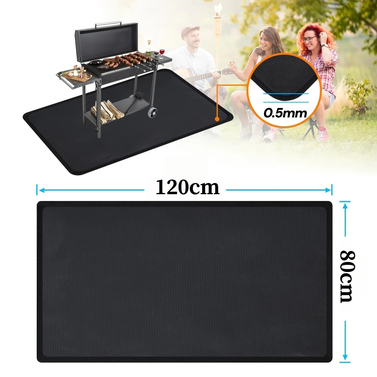 Outdoor BBQ Grill Fireproof Mat - Barbecue Pad for Wooden Floors/Lawns-Reusable Heat Resistant Fire Pit Mat, Flame Retardant Pad
