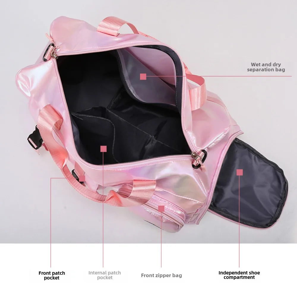 Holographic Glamour Duffel Bag - Spacious,Stylish Shoulder Tote with Shoe Compartment for Effortless Weekend Escapes Travel Bags