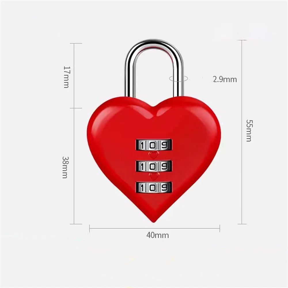 Heart Shaped 3 Digit Password Lock Mini Combination Padlock For Couple Wedding Party Favor Travel Accessory Anniversary Gift