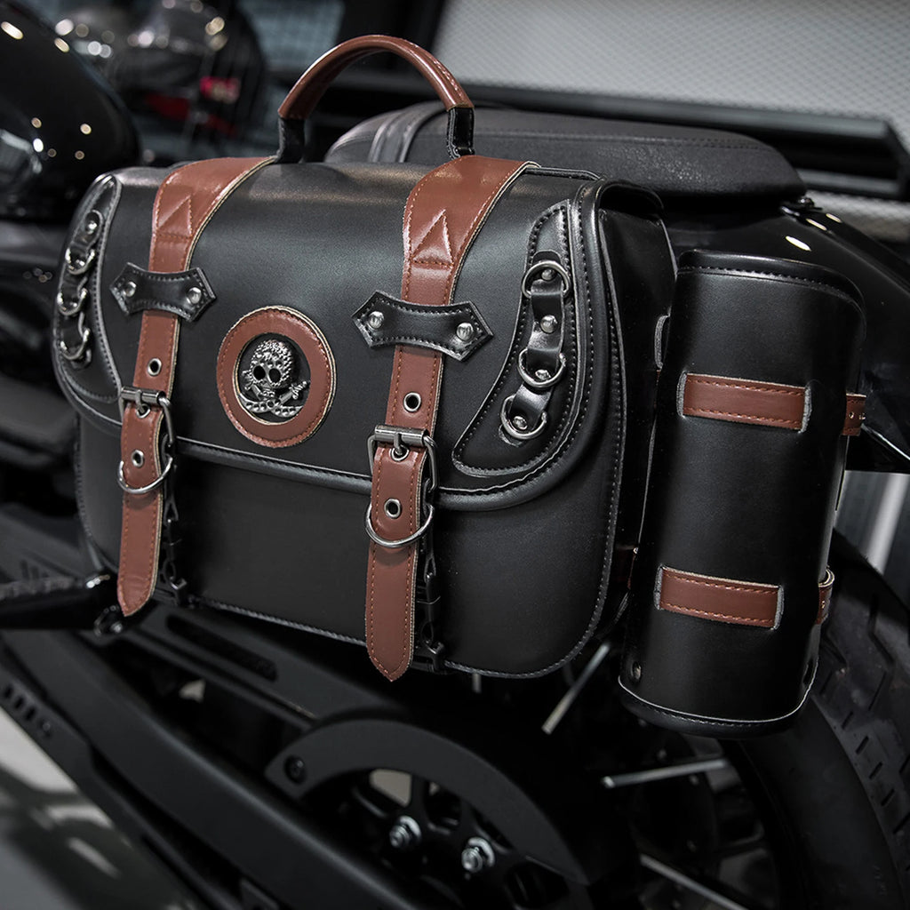 New PU Leather Motorcycle SaddlebagsWaterproof Side Bag Motorcycle Accessories