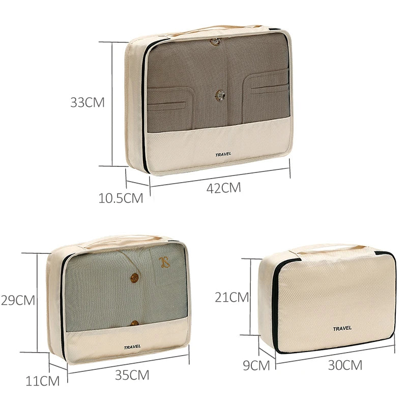 3pcs Set Travel Clothes Storage Bag Waterproof Packing Cubes Mesh Visible Travel Suitcases Organizer Pouch Luggage Organiser