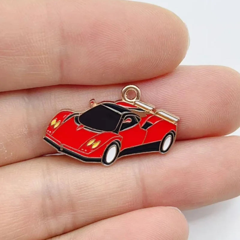 10Pcs Colorful Sports Car Enamel Charms Cool Racing Car Alloy Pendant For DIY Bracelet Necklace Keychain Jewelry Making Supplies