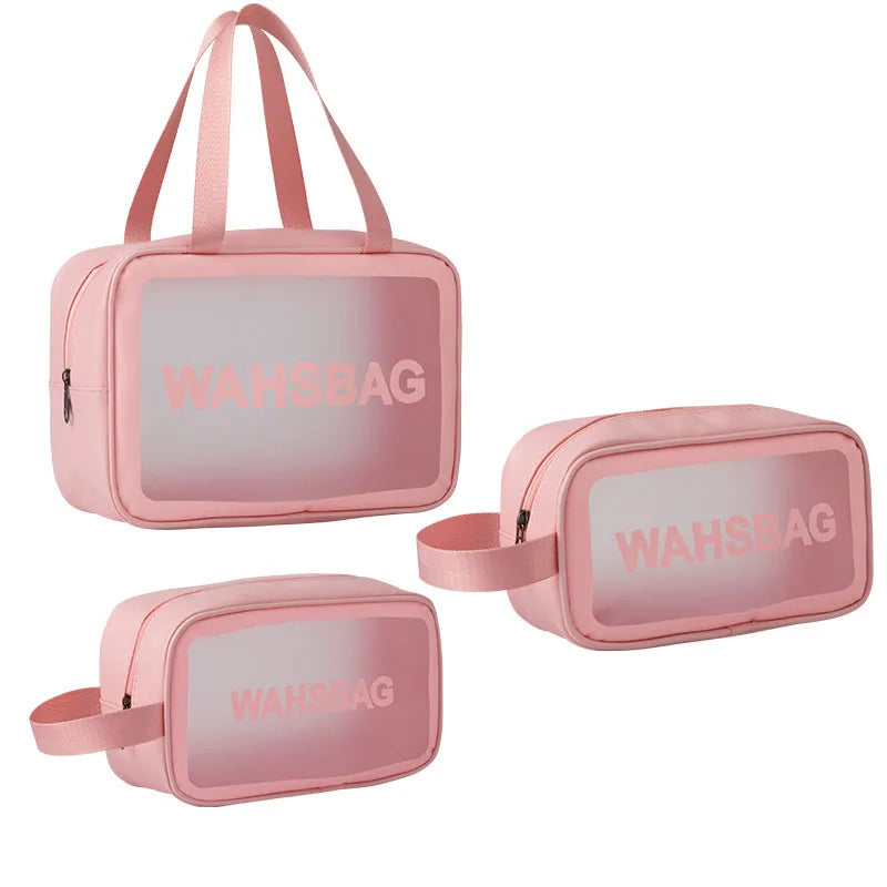 PVC Portable Travel Wash Makeup Bag Women's Cosmetic Bag Large-Capacity Transparent Waterproof Storage Box Organizer