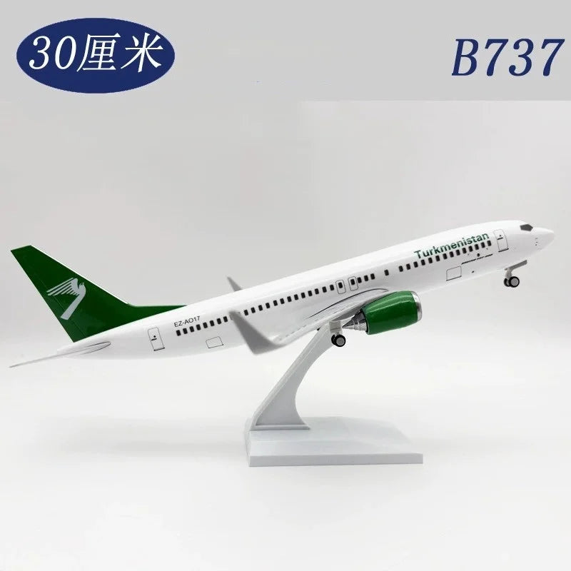 30CM Plane Model Turkmenistan B737 Resin Die-cast airplane With Base Adult Enthusiast Gift Collection Aircraft  Aviation