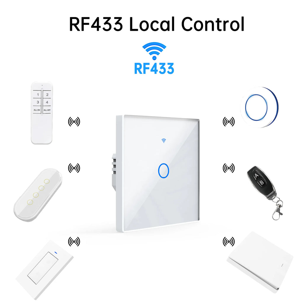 Tuya WiFi Smart Switch, home smart wireless control panel, alexa voice glass touch switch