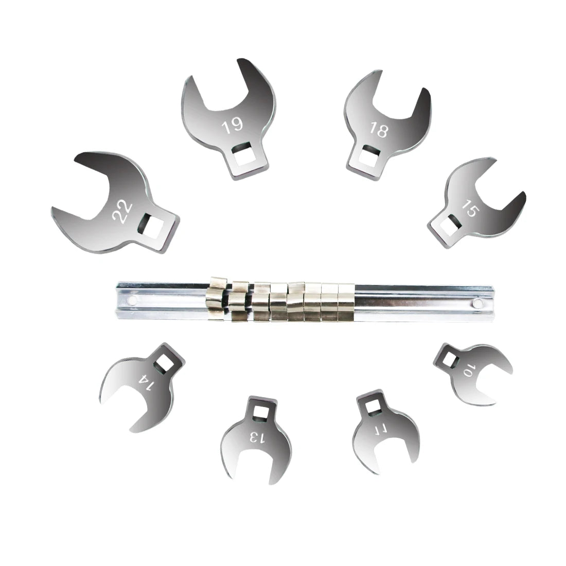 8Pcs 3/8 Inch Drive Crowfoot Wrench Set 10 to 22mm Metric/SAE Imperial Chrome Plated