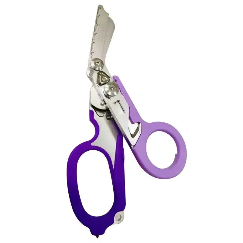 6 In1 Foldable Medical Emergency Response Scissor Shear First Aid Kit Scissors Tactical Plier Outdoor Survival EDC Tool Gear