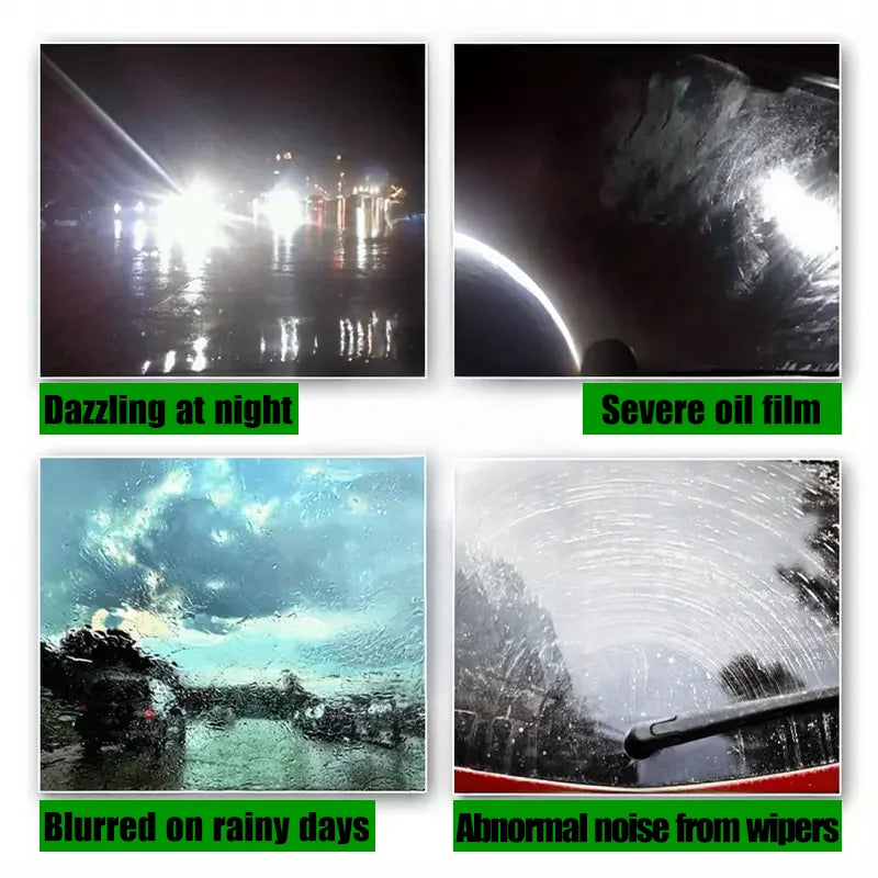 100Ml Car Glass Oil Film Remover Paste, Auto Windshield Cleaner Remove Dazzling, Oil Film, Blur, Restore Clear Vision With Spong
