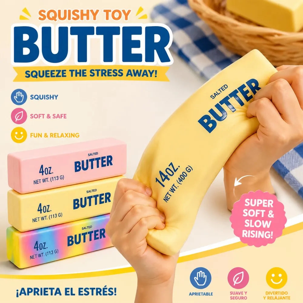 Squishy Elastic Butter Stick Fidget Toy Cheese Shape Stress Relief Game Funny Decompression Prank Squeeze Toy for Anxiety Relief