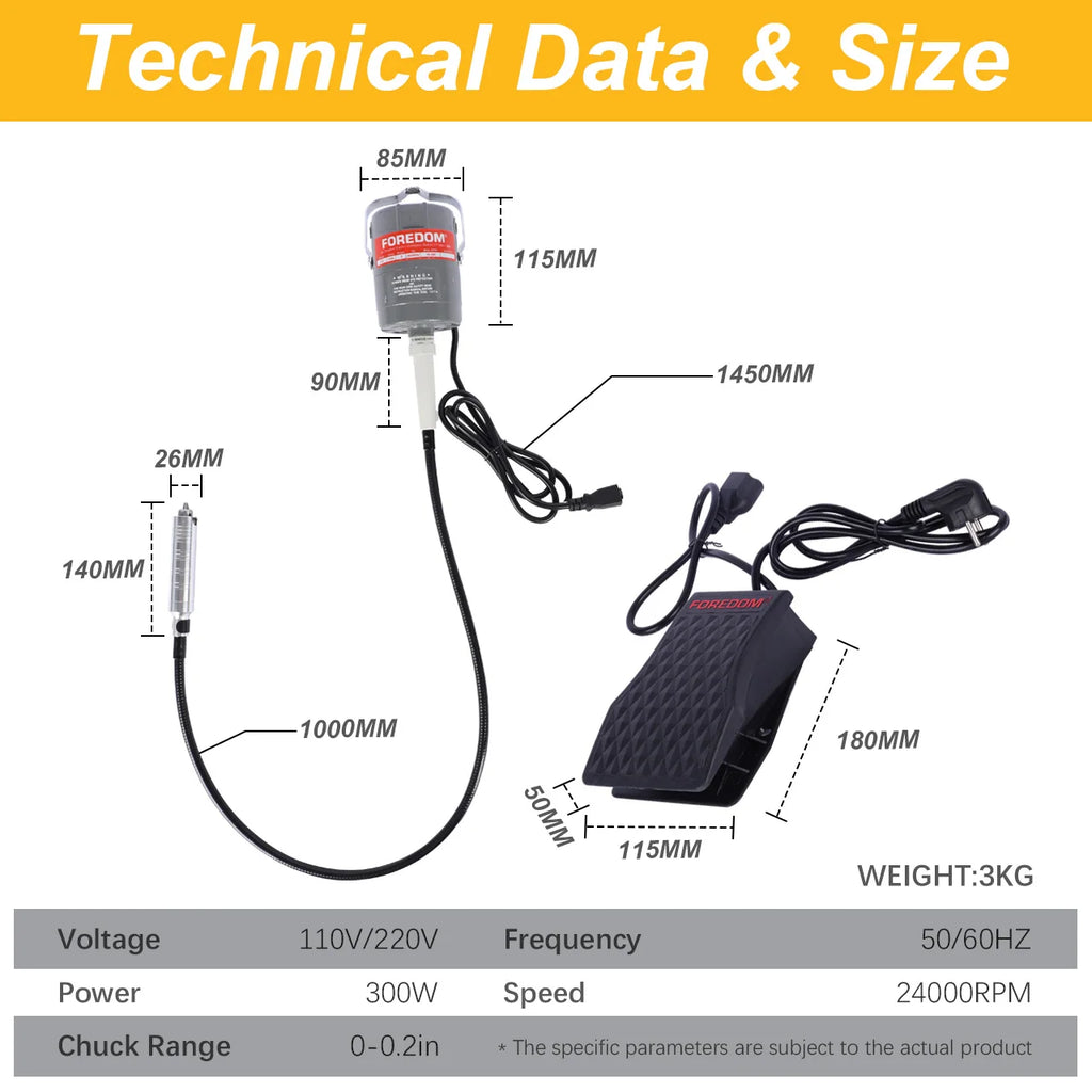 Foredom CC-30 Flex Shaft Motor Kit Hanging Rotary Tool with Handpiece Foot Pedal for Jewelry Polishing Engraving
