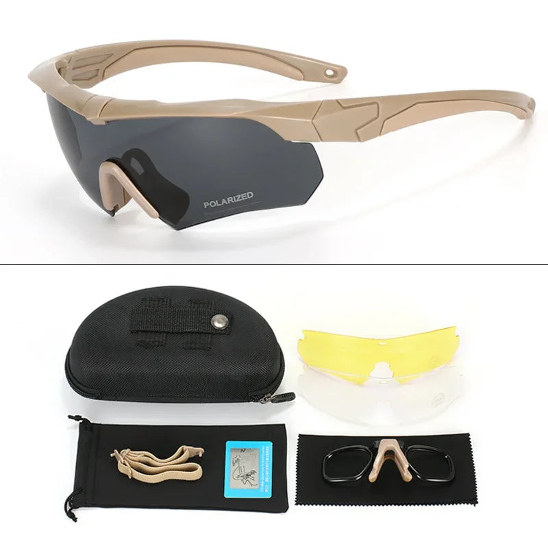 New Style Tactical Goggles CS Airsoft Windproof Shooting Glasses HD 3 Lens Motocross Motorcycle Mountaineering Safe Glasses
