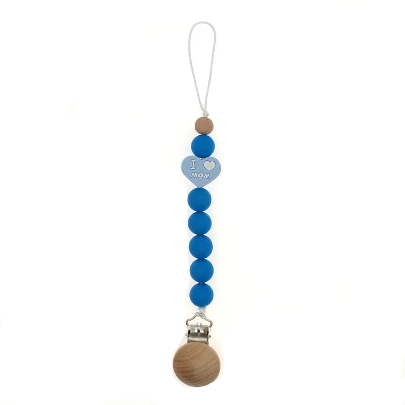 Baby Pacifier chain silicone beech wood Pacifier anti-drop chain grinding chain pacifier clip baby product safe teether clip