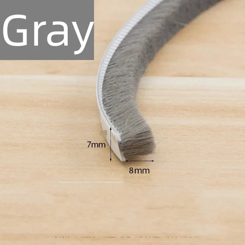 10Meters Brush Strip Self Adhesive Door Window Sealing Strip Home Door Window Sound Insulation Seal Film Door Swal Weather Strip