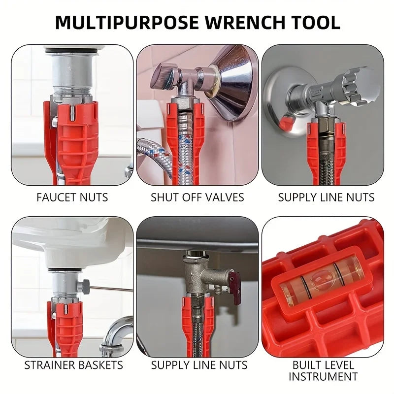 14-in-1 Multi-Function Sink & Faucet Repair Wrench - Durable ABS, Anti-Slip Long Handle for Kitchen & Bathroom Plumbing