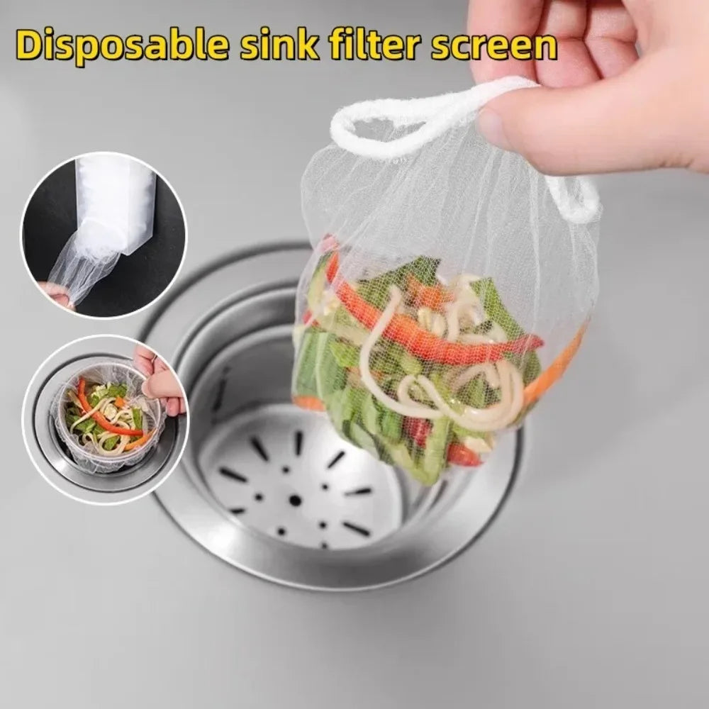 200/100pcs Disposable Sink Filter Mesh Bags Kitchen Sink Strainer Drain Hole Anti-blocking Garbage Bag Cleaning Strainers Net