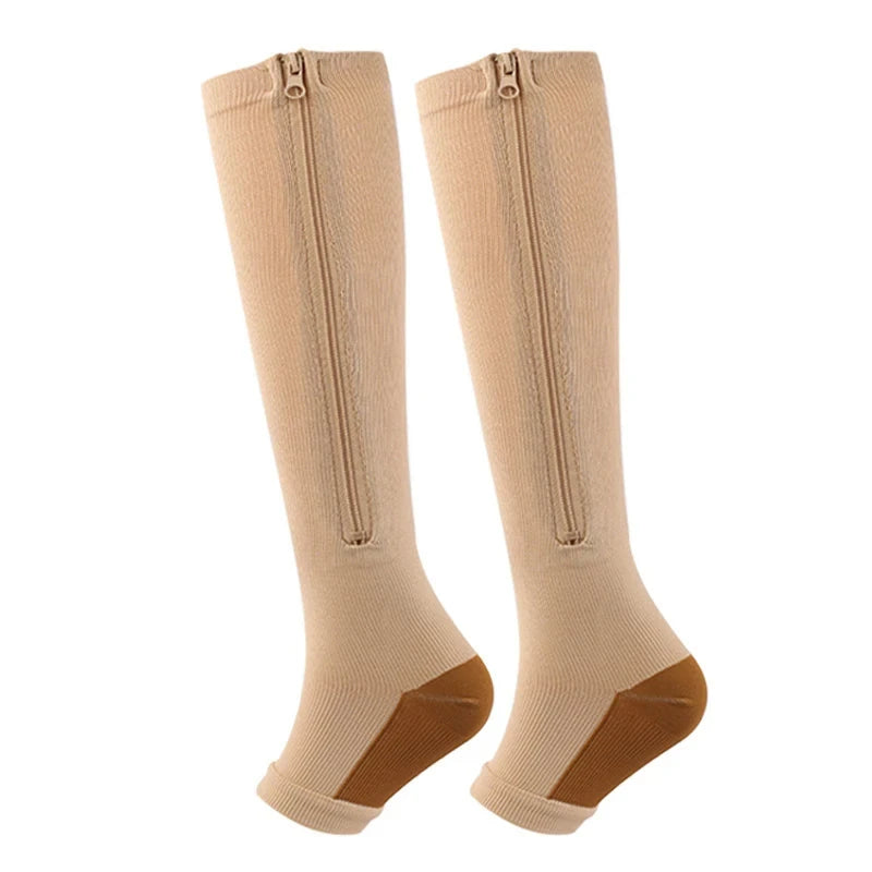 Zipper Compression Socks Medical Varicose Diabetes Swelling Sports Socks Men's Outdoor Running Cycling Glof Women's Stockings