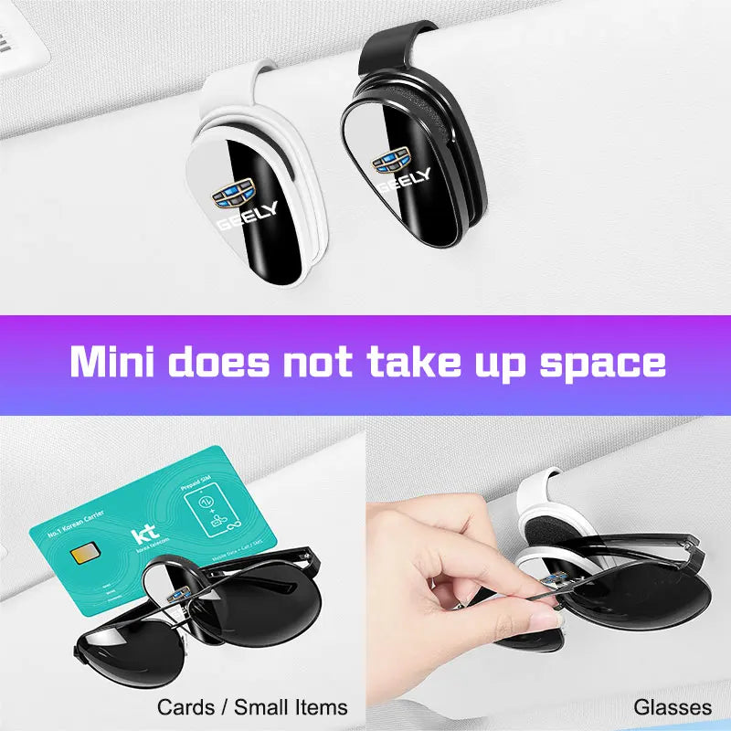 Universal Car Glasses Clip Card Ticket Holder For Geely Galaxy L7 L6 Boyue Borui Coolray Emgrand GE Auto Sun Visor Glasses Box