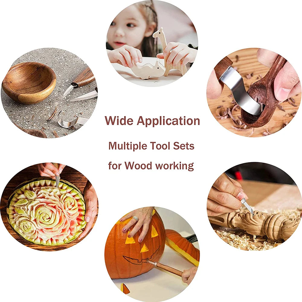 1/3/5/7/10/12pcs Wood Carving Tools Chisel Woodworking Cutter Hand Tool Set Wood Carving Knife DIY Peeling Woodcarving