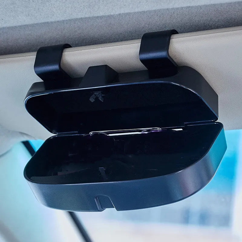 Universal Car Glasses Box Portable Sunglasses Holder Multifunction Driving Eyeglass Holder Sun Visor Lenses Case Car Accessories