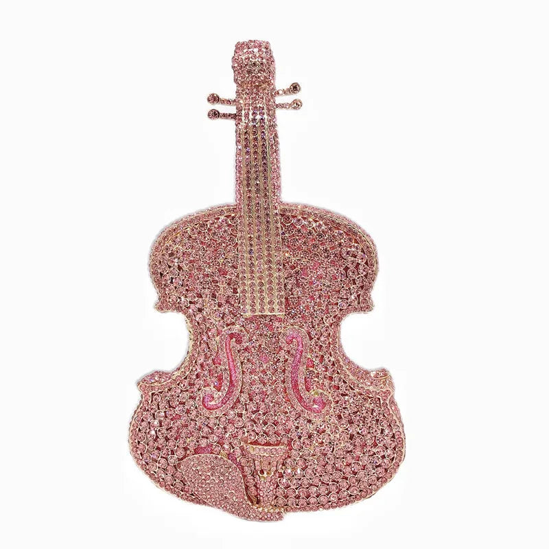 Amazing Luxury Pop Violin Crystal Evening Bag Party Handbag Diamond Clutch Bag Banquet Pouch Wedding Day Clutches