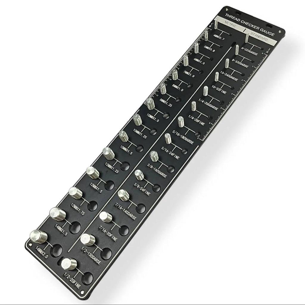 Thread Checker – Rustproof Nut and Bolt Identifier Gauge with SUS304 Bolts & 6061 Aluminum Base – for Metric & Standard Thread