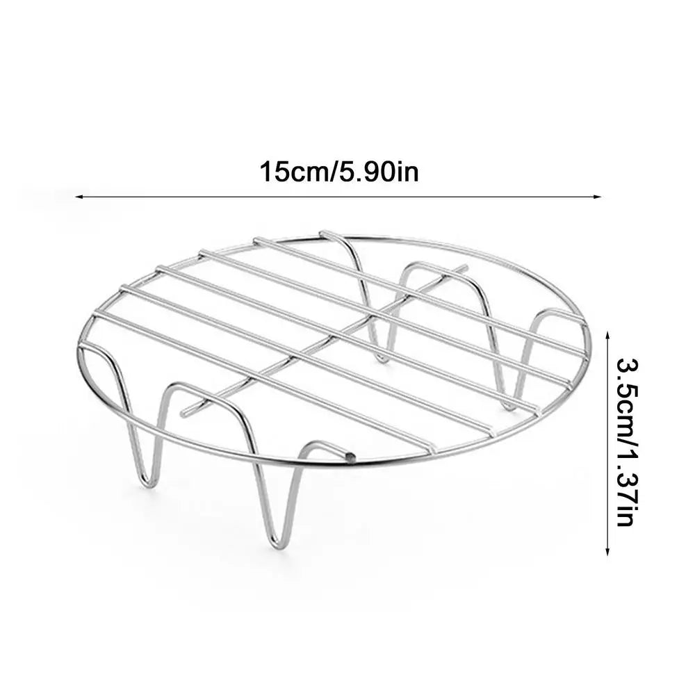 6/7/8 Inch Baking Air Fryer Rack Kitchen Grill Holder Air Fryer Accessories  Stainless Steel Baking Tray Round Barbecue Rack