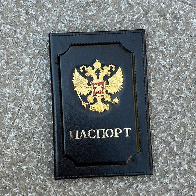 Russian Double-Headed Eagle Passport Holder｜Stylish Travel Document Organizer PU Leather Ticket Card Case Protective Cover