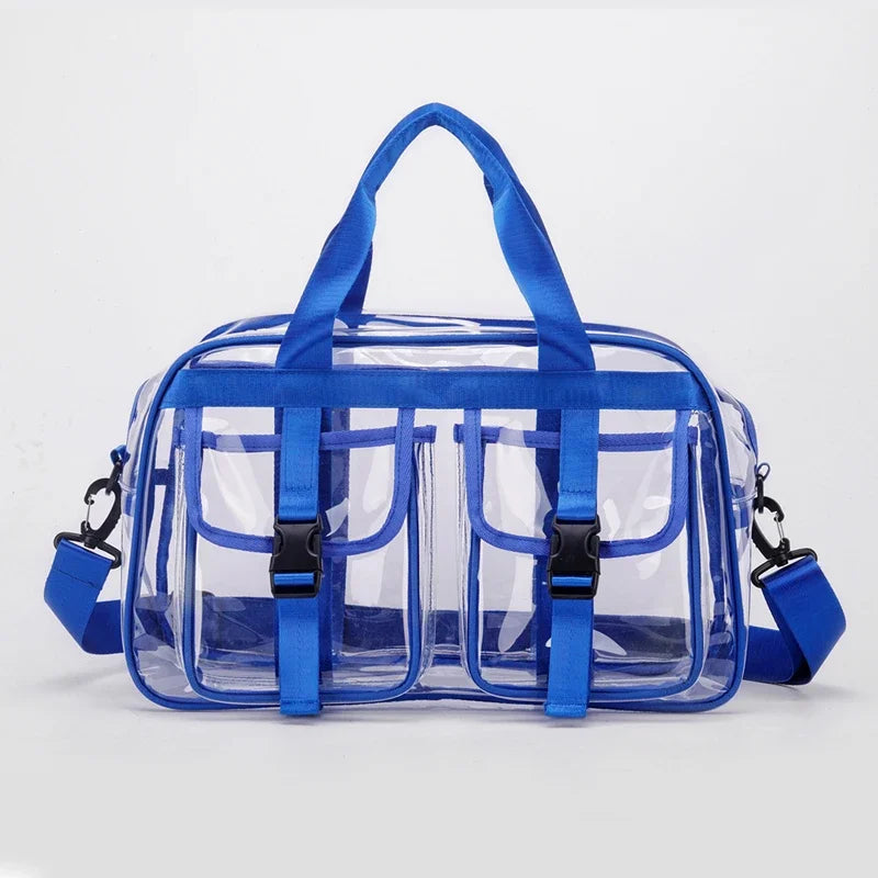 Fashion Versatile Solid Color PVC Transparent Travel Duffels 2025 New Hot Sale Zipper Simple Large Capacity Casual Shoulder Bag