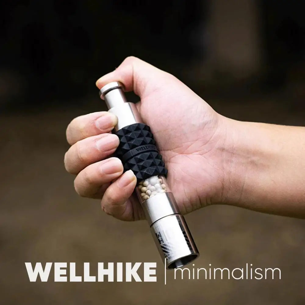 WELLHIKE Thumb Push Pepper Mill Stainless Steel Manual Pepper Mill One Hand Operation Thumb Press Grinder Home Kitchen Tools