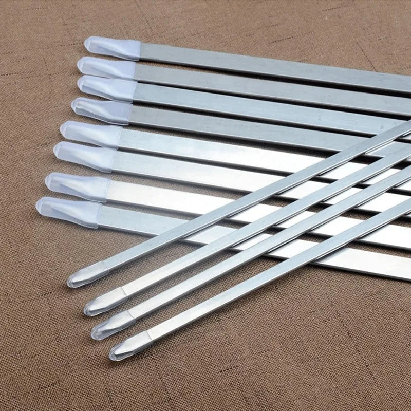 Stainless Set of 12  Steel Grilling Skewers Barbecue Skewers Meat Skewers Suitable for Grills Outdoor Cooking and Picnics Tool