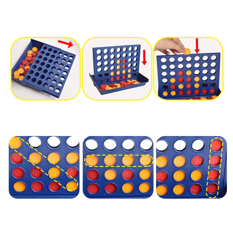 Connect 4 in A Line Board Game Children's Educational Toys Foldable Kids Children Line Up Row Board Puzzle Toys Game Simon
