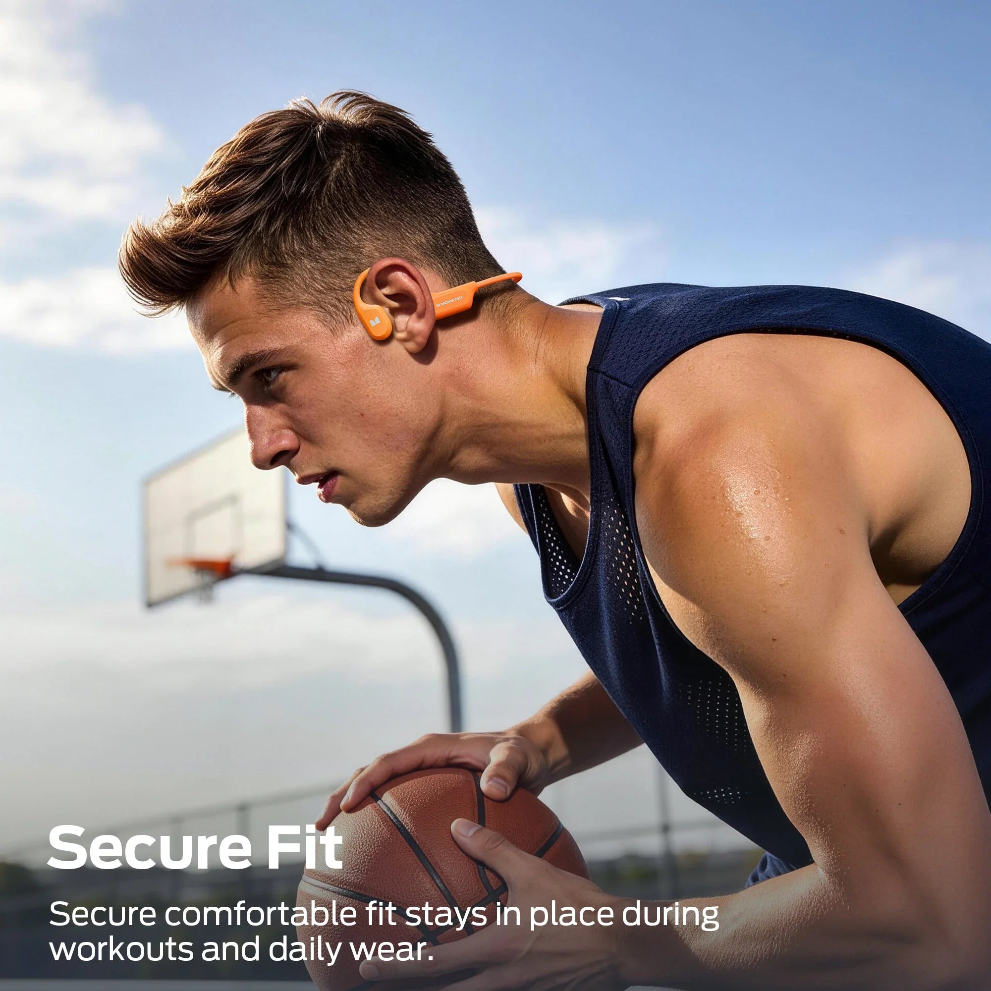 Monster BC300 Bone Conduction Bluetooth 6.0 Headphone IPX8 Waterproof Wireless Swimming Earphones Built-in 32GB Sport Earhook