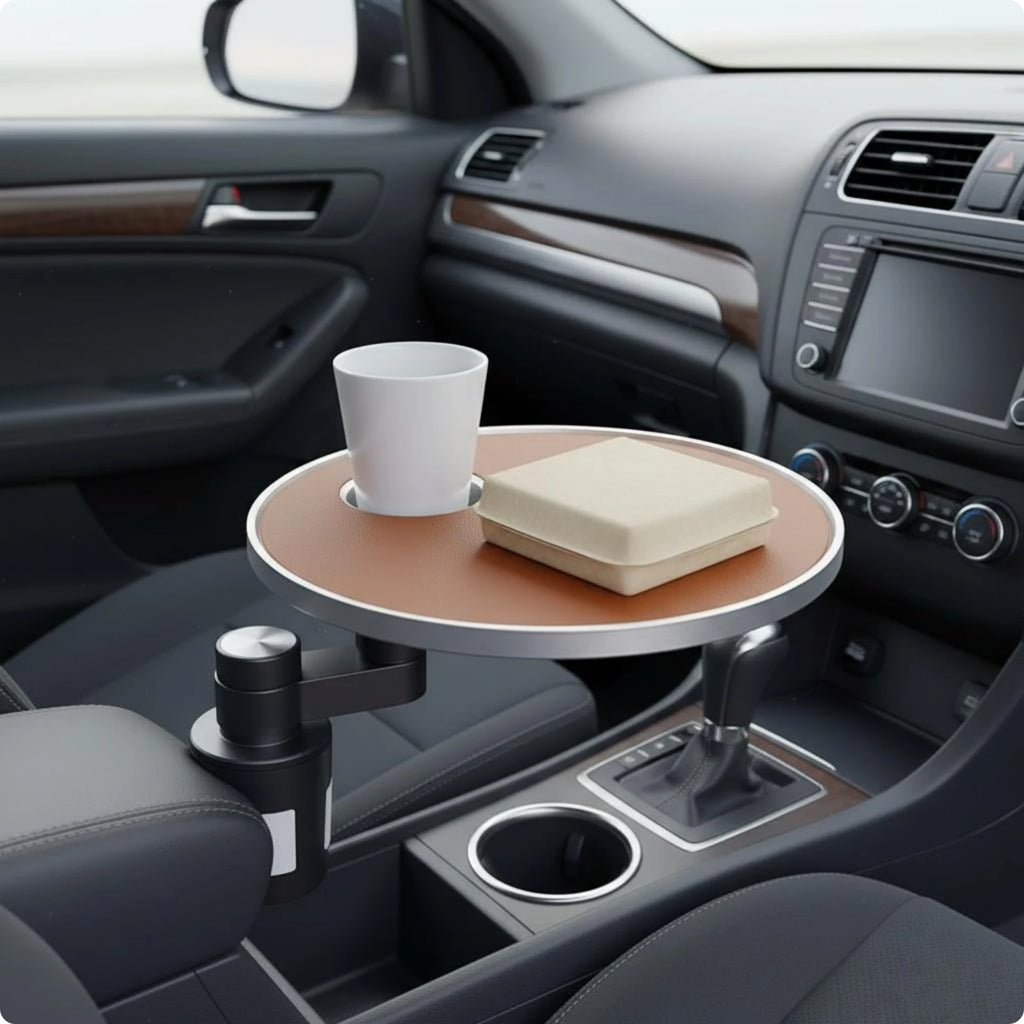 Front Seat Table 360-Degree Rotation Car Dining Tray Rotating Car Tray Multi-Functional Stable Support for Drivers, Road Journey