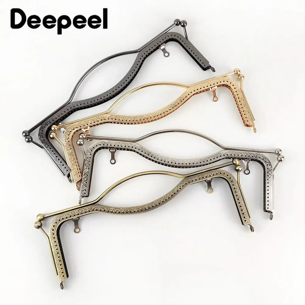 1/2Pcs Deepeel 20.5/27cm Metal Wallet Frame Embossed Hand Pull Parts Purse Bag Handle Kiss Clasp Lock DIY Hardware Accessories